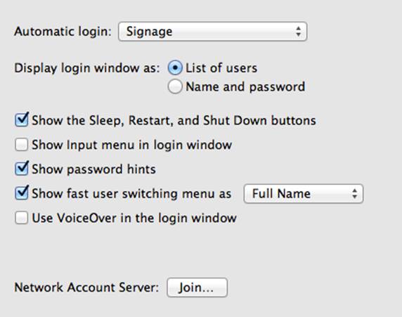 Configure Mac Digital Signage Player Auto Login